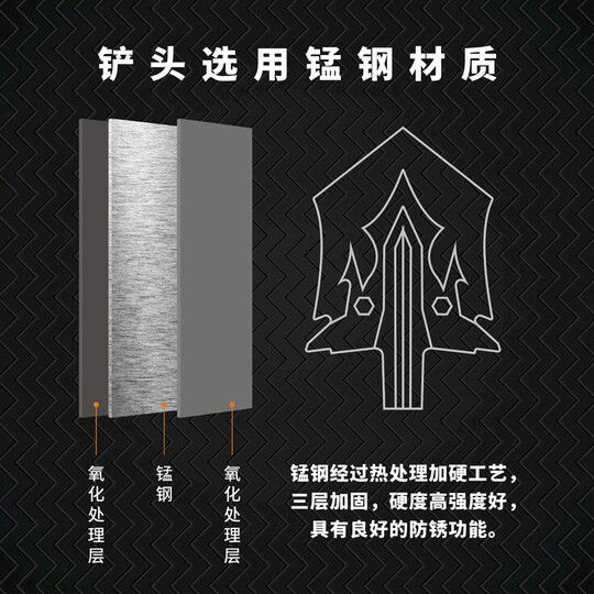 Multifunctional manganese steel folding engineer shovel for outdoor adventure