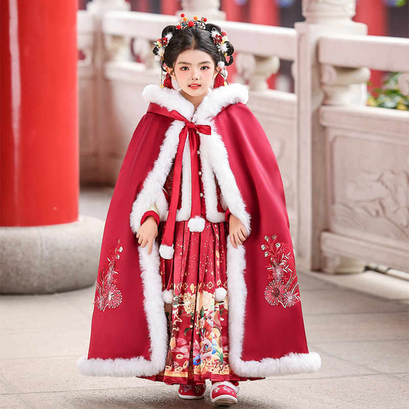 拜年服女童冬装马面裙2025新款秋冬款儿童汉服新年喜庆过年衣服冬,淘宝优惠券,粉丝福利购,淘宝优惠卷