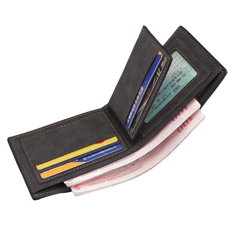 男士短款多卡位复古横款荔枝纹钱包 天天特卖工厂店钱包