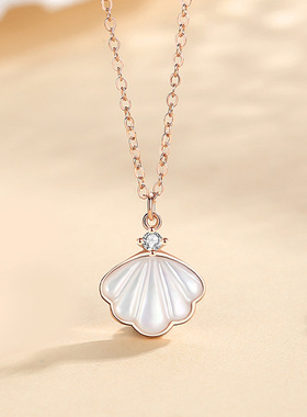 青花瓷四叶草项链女925银2024新款轻奢小众精致吊坠生日礼物