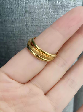三生三世戒指叠戴钛钢戒指不掉色尾戒食指戒首饰手饰品金色戒指