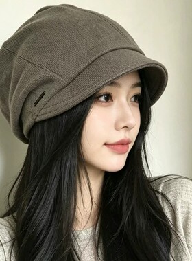 日系慵懒感冷帽女2026新款素颜遮脸包头帽子显脸小百搭针织堆堆帽