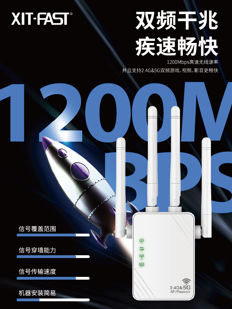 wifi信号增强放大器5g双频wi-fi扩大器2.4g无线网中继接收器家用路由器穿墙扩展器转有线网络加强器覆盖高速 - 图0