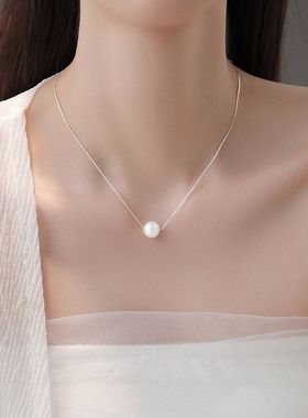 一颗珍珠项链女简约小众设计冷淡风锁骨链高级感人造气质颈链闺蜜