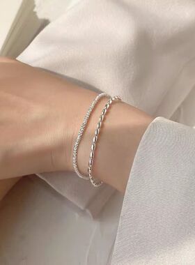 s925纯银满天星豆豆双层手链女波光粼粼米粒ins高级感轻奢手饰品