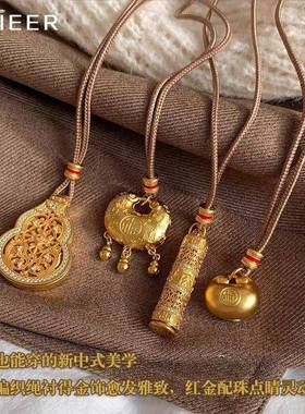 金光闪闪小胖福项链2025新款爆款国潮新中式锁骨链百搭金坨