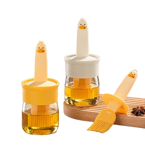 硅胶油刷食品级带瓶家用耐高温玻璃厨房神器烘焙烧烤刷盖一体油瓶 - 图3