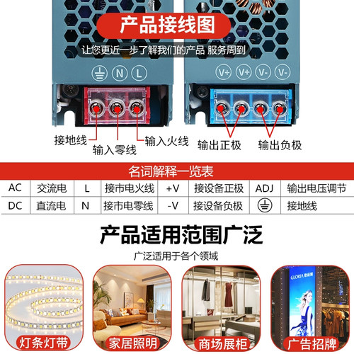 纯铜超薄线形灯带变压器220伏转24V低压12V灯条灯箱智能开关电源 - 图2