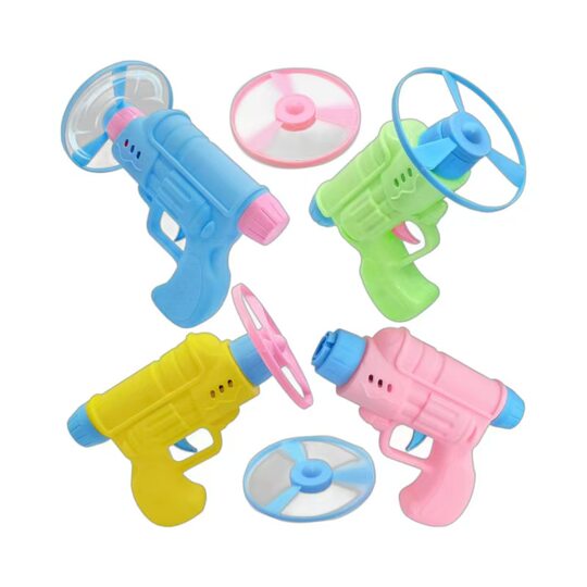 Bunte fliegende Untertasse mit Kreiselkanone