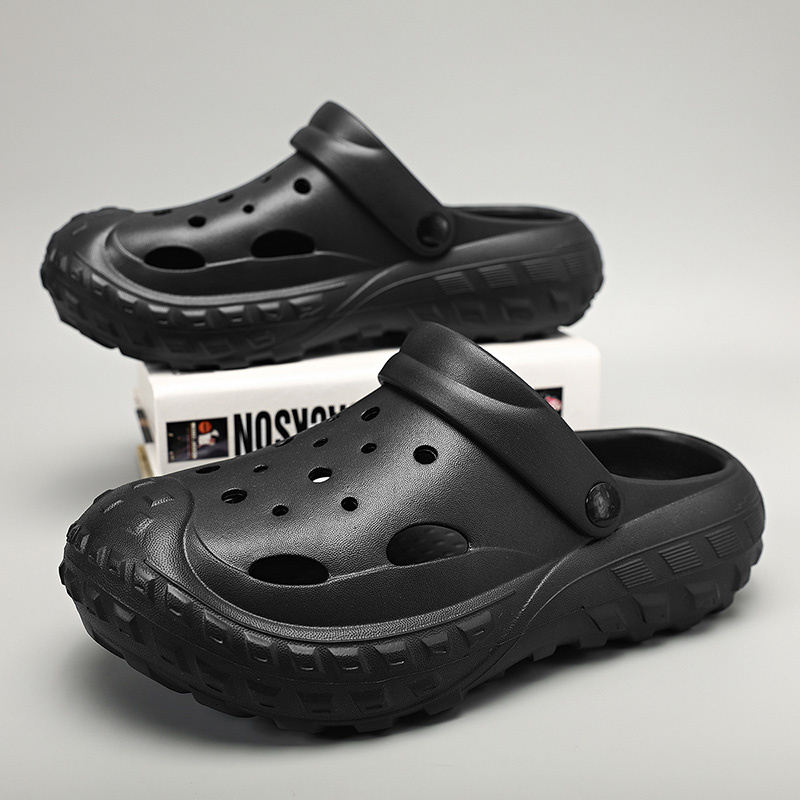 洞洞鞋男款外穿2025夏季新款踩屎感厚底防滑轮胎沙滩鞋男士凉拖鞋 - 图0