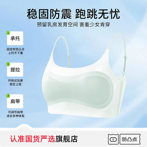 女童儿童内衣细肩带发育期小背心小学生夏季薄款透气冰丝文胸隐形 - 图0