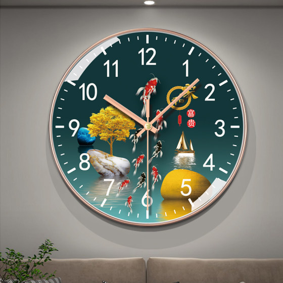 Light luxury silent clock wall clock home fashion punch-free wall hanging quartz clock living room bedroom decoration clock atmospheric