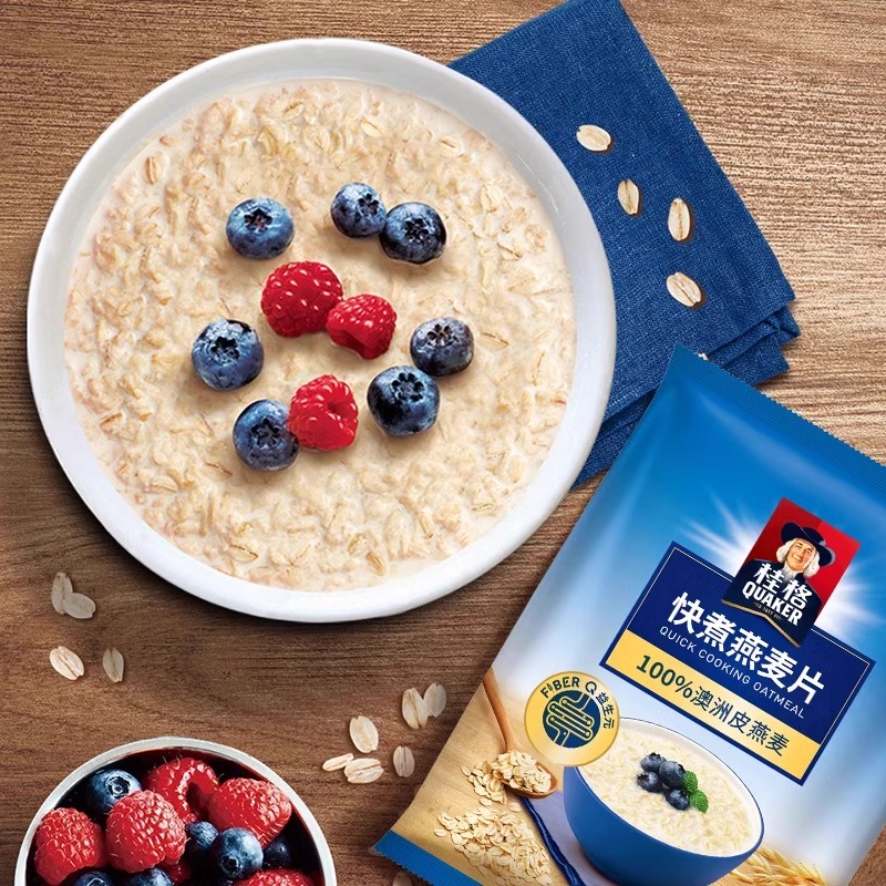 桂格快煮燕麦片1000g营养早餐燕麦袋装谷物食品粗粮懒人早餐 - 图0