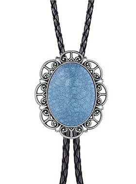 跨境新品 绿松石bolo tie皮绳项链 美国西部牛仔波洛领带男女领结