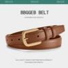 Casual square gold buckle ins red belt simple fashion versatile pin buckle women's belt thin jeans belt