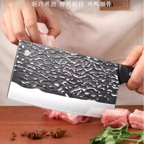 广东阳江锻打厨师专用斩切两用刀厨房砍鸡骨切肉菜刀杀鱼鸭鹅开刃 - 图1