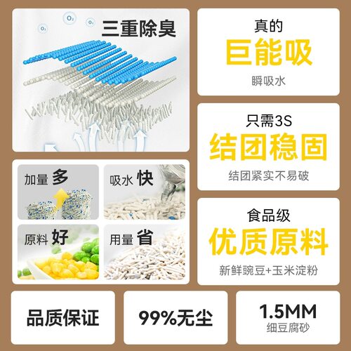 彩虹混合猫砂10斤除臭秒结团猫咪用品20斤40斤包邮豆腐绿茶植物 - 图0