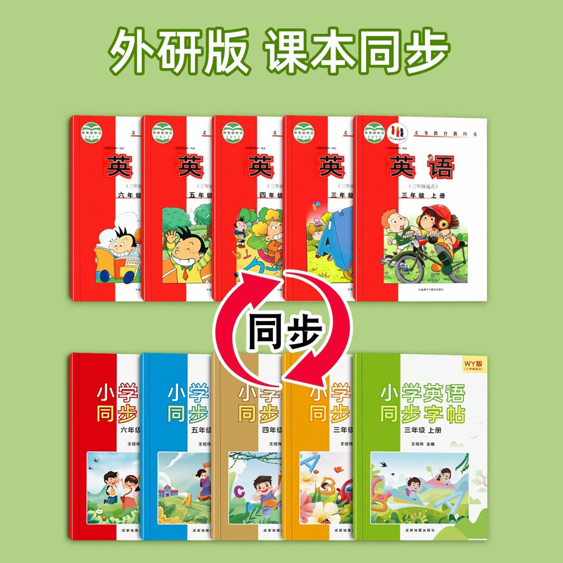 外研版三年级起点英语字帖3-6年级26个单词课本同步练字帖描红本小学生三四五六年级上册下册临摹练字写字练习本专用楷书英文点阵-图0