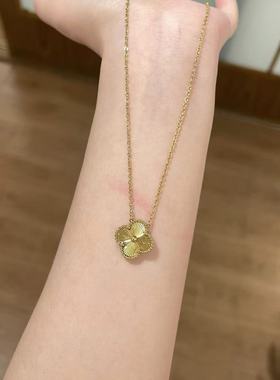 四叶草项链18K玫瑰金红玉髓孔雀石吊坠轻奢高级感女友情人节礼物