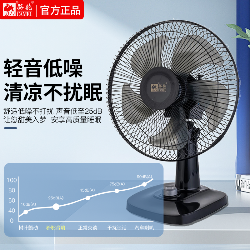 骆驼台式风扇电风扇家用宿舍大风力台扇办公室桌面低噪音静可摇头
