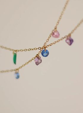 夏天日常叠戴好心情彩虹宝石细手链网红爆款轻奢冷门小众手链闺蜜
