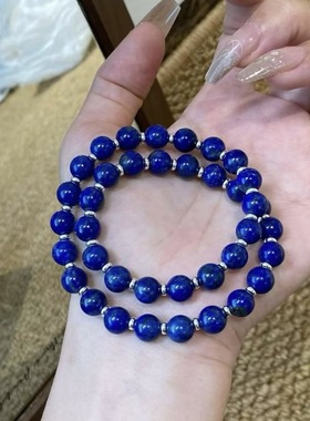 赵露思同款天然青金石手链许妍同款高级感天然青金石双圈潮流手链