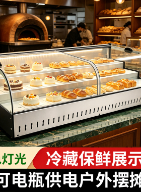 不锈钢移动台式摆摊冷藏展示柜三轮车阶梯冰柜炸串烧烤商用保鲜柜