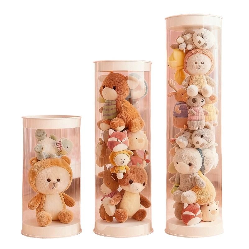 娃娃收纳筒毛绒玩偶布收纳桶儿童玩具公仔整理收纳神器透明拉链款,淘宝优惠券,粉丝福利购,淘宝优惠卷