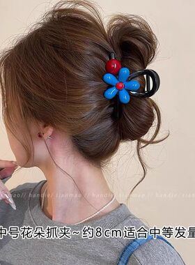适合发量少的夹子抓夹发夹饱满后脑勺鲨鱼夹高级感半扎头饰发卡女