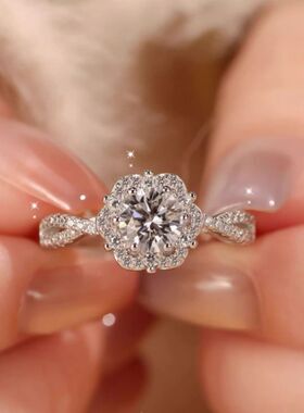 仿真莫桑石爆闪女戒轻奢高级感