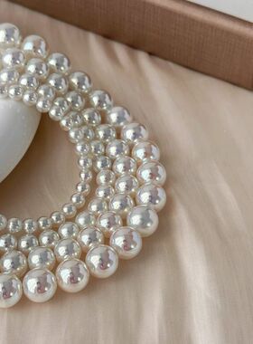 冷光澳白色珍珠项链女强光正圆锁骨链轻奢高级感人造珍珠气质颈链