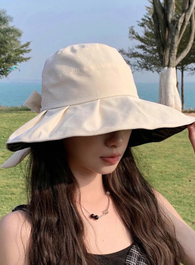 新款防晒帽女士夏季防紫外线渔夫帽大帽檐遮阳帽子防护显脸小太阳