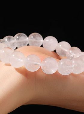 雪花白幽灵水晶手串男女款