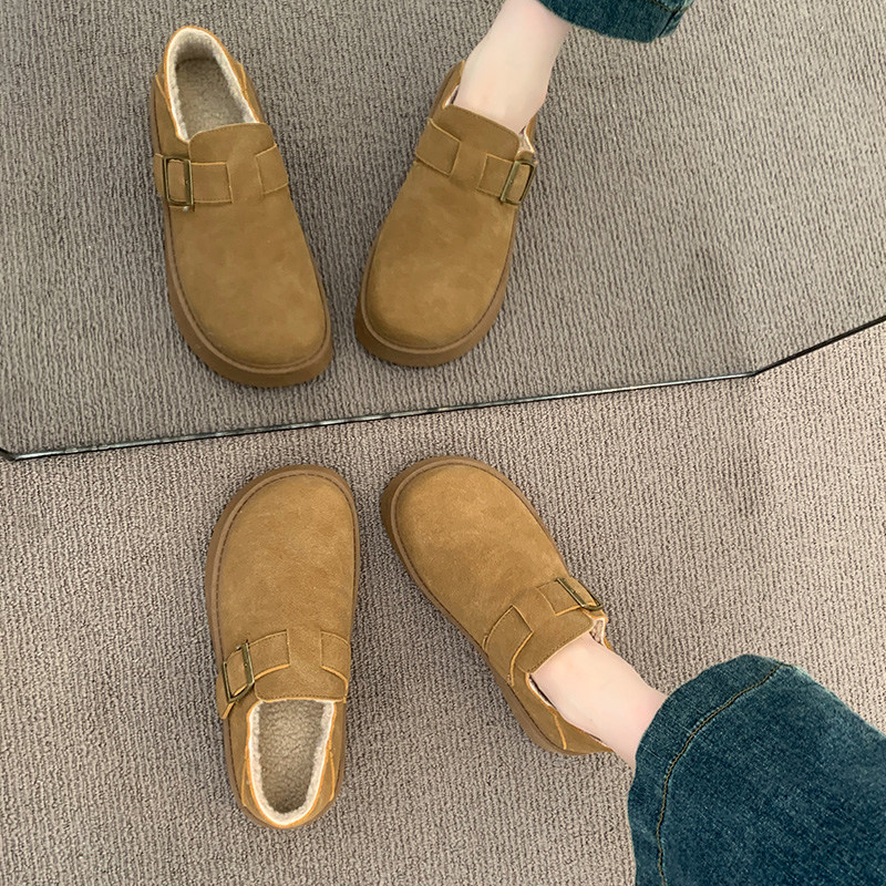 真皮加绒勃肯鞋女2025新款冬季保暖二棉鞋孕妇乐福鞋34时尚防滑,淘宝优惠券,粉丝福利购,淘宝优惠卷