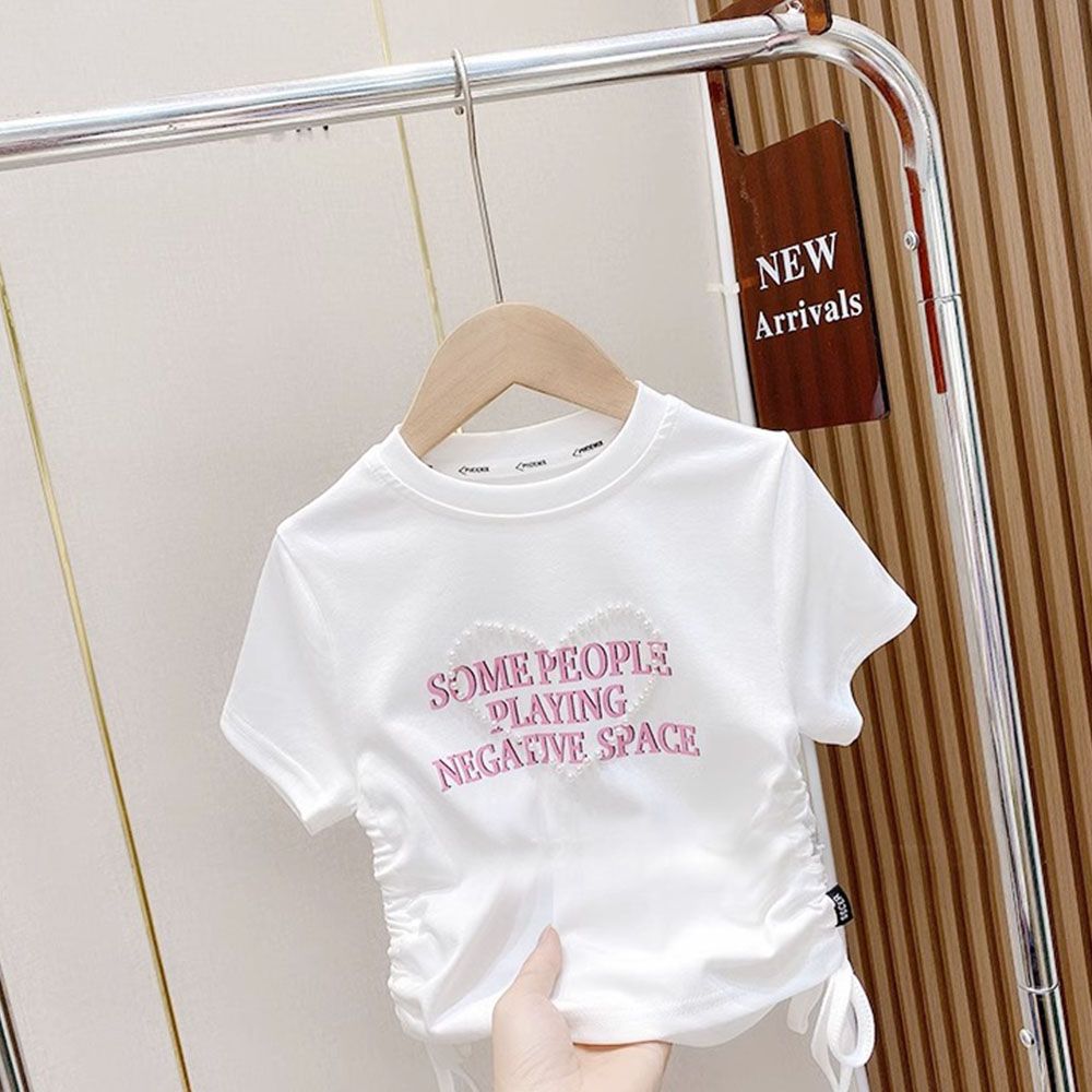 夏装女童个性短袖t恤上衣新款2024韩版洋气百搭透气字母半袖t圆领