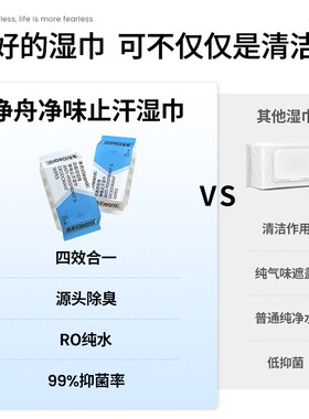 净舟纯水四氯羟铝锆止汗除臭湿巾运动旗舰店正品腋下清洁除汗臭