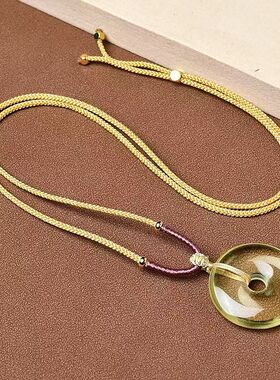 天然黄水晶平安扣吊坠项链礼物