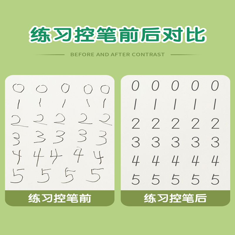 数字描红本幼儿园练字本儿童控笔训练字帖入门练习册拼音英文点阵-图2