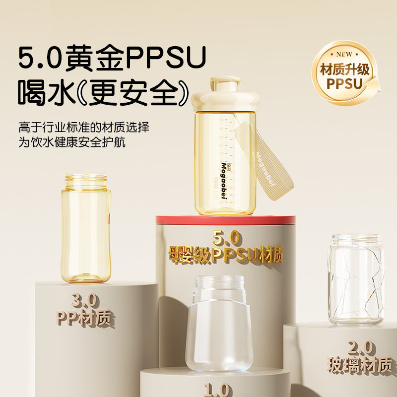 水杯ppsu随手杯耐高温直饮杯敞口杯便携外出学生喝水刻度奶瓶小巧,淘宝优惠券,粉丝福利购,淘宝优惠卷