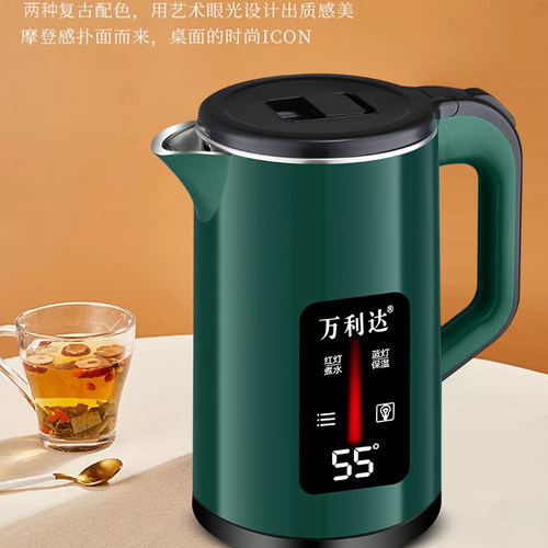 万利达电热水壶烧水壶家用智能保温煮水壶自动断电开水壶3L大容量 - 图0
