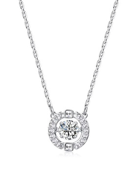 白天鹅水晶项链跳动的心锁骨链女