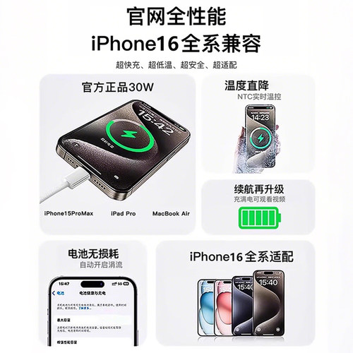 【国家3C认证】【30W官方快充】适用苹果15ProMax充电线iPhone16双typec数据线SE4手机USB-C充电器线A2025 - 图0