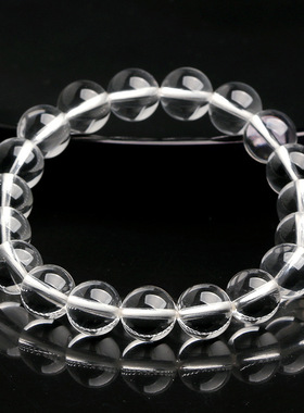 全净体冰透无暇人造水晶手链本命年玻璃仿白水晶透明珠子手串男女