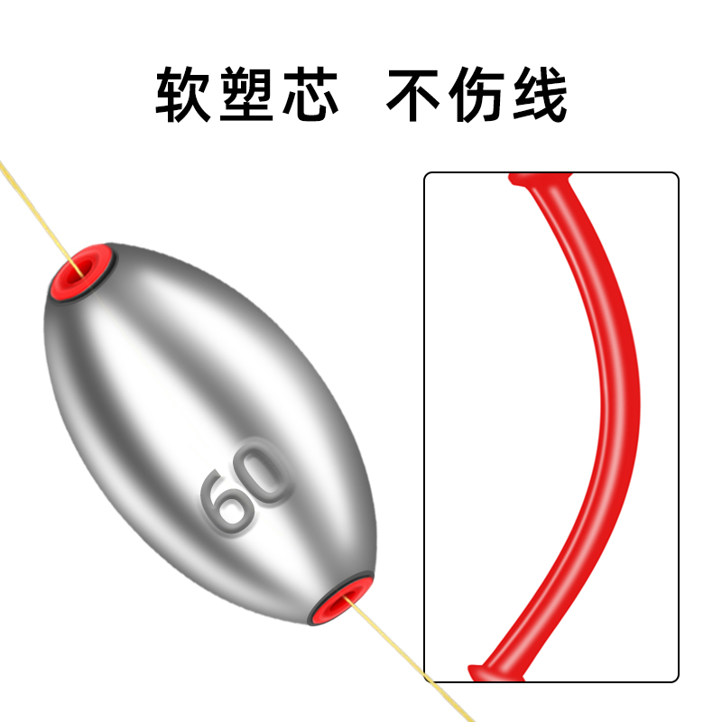 塑芯通心坠橄榄型铅坠矶竿海竿远投串钓鱼坠渔具用品垂钓配件刻度-图0