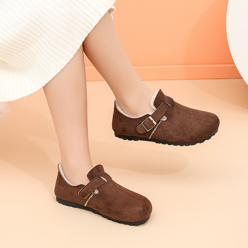 3厘米勃肯鞋女2025新款冬季厚底加绒一脚蹬平底鞋毛绒舒适防滑,淘宝优惠券,粉丝福利购,淘宝优惠卷