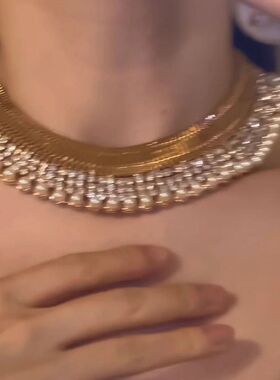 「biu BOOM」欧美夸张爆闪排珠项链女复古宫廷风轻奢高级感锁骨链