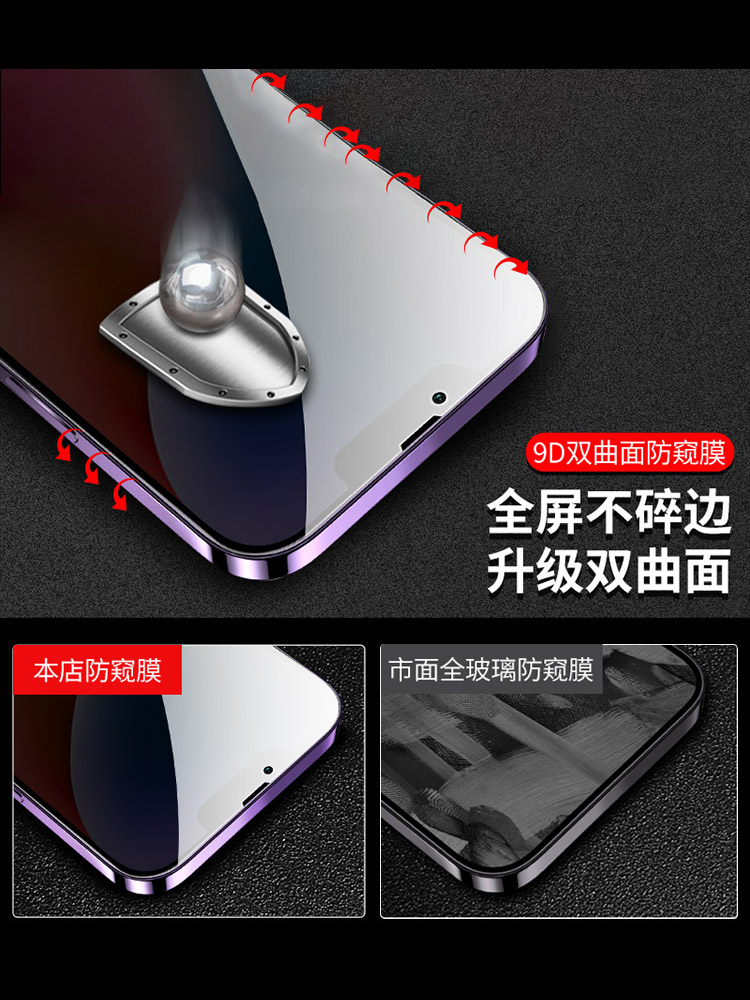 适用苹果13防窥膜iphone14pro防窥钢化膜15promax手机12mini全屏ipone11por新款pm防偷窥偷窥膜规壳p玻璃曲面 - 图2