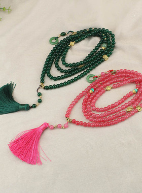 新中式斜挎链多用多层项链长款串珠国风流苏挂坠背背链百搭民族风