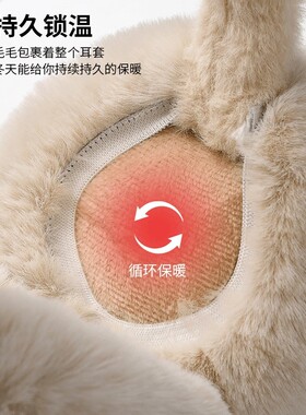 毛绒耳罩冬季防寒保暖可折叠仿兔毛护耳抗冻学生防冻耳套毛绒耳包