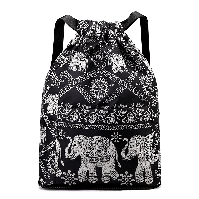 男女束口袋双肩包新款印花大容量可折叠抽绳牛津布简易防水妈妈包,淘宝优惠券,粉丝福利购,淘宝优惠卷